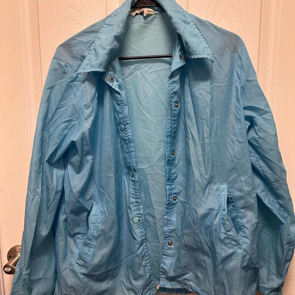 Vintage  Bomber Jacket Large Womens blue Nylon Full buttons